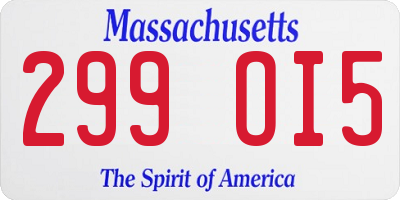 MA license plate 299OI5