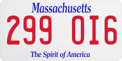 MA license plate 299OI6