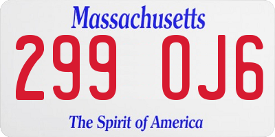 MA license plate 299OJ6