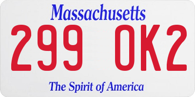 MA license plate 299OK2
