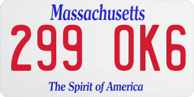 MA license plate 299OK6