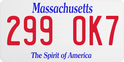 MA license plate 299OK7