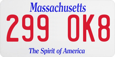 MA license plate 299OK8