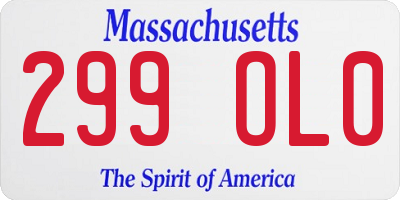 MA license plate 299OL0