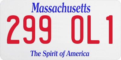 MA license plate 299OL1