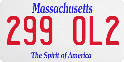 MA license plate 299OL2