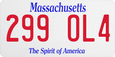 MA license plate 299OL4
