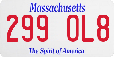 MA license plate 299OL8