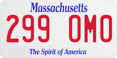 MA license plate 299OM0