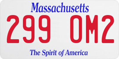 MA license plate 299OM2