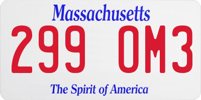 MA license plate 299OM3