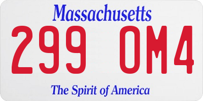 MA license plate 299OM4