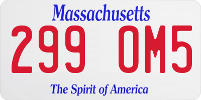 MA license plate 299OM5
