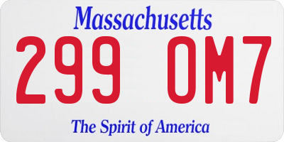 MA license plate 299OM7