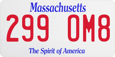 MA license plate 299OM8