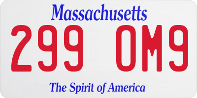 MA license plate 299OM9