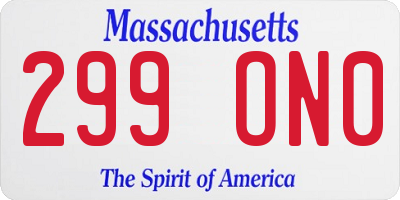 MA license plate 299ON0