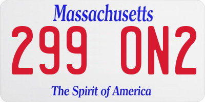 MA license plate 299ON2