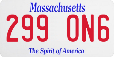 MA license plate 299ON6