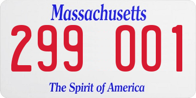 MA license plate 299OO1