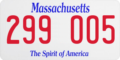 MA license plate 299OO5