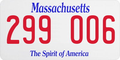 MA license plate 299OO6