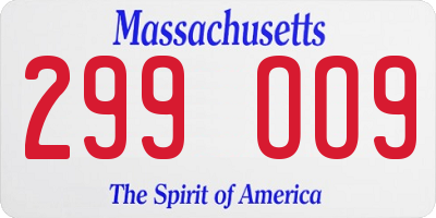 MA license plate 299OO9