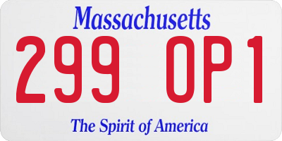 MA license plate 299OP1