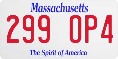MA license plate 299OP4