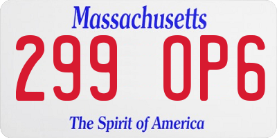 MA license plate 299OP6
