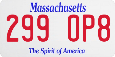 MA license plate 299OP8