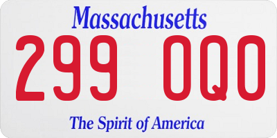 MA license plate 299OQ0
