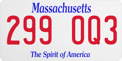 MA license plate 299OQ3