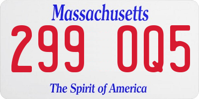 MA license plate 299OQ5