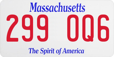 MA license plate 299OQ6
