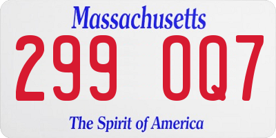 MA license plate 299OQ7