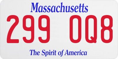 MA license plate 299OQ8
