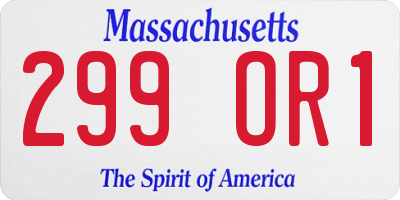 MA license plate 299OR1