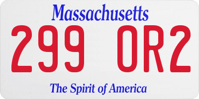 MA license plate 299OR2