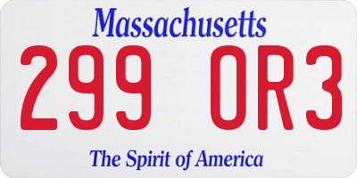 MA license plate 299OR3