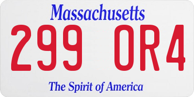 MA license plate 299OR4