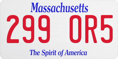 MA license plate 299OR5