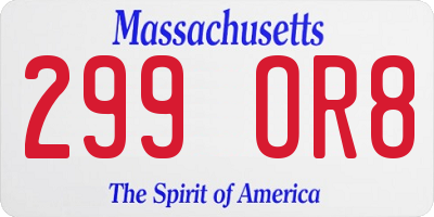 MA license plate 299OR8