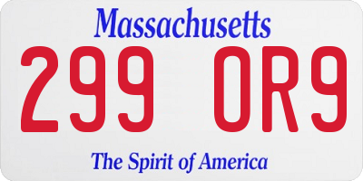 MA license plate 299OR9