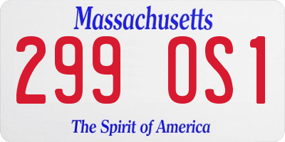 MA license plate 299OS1