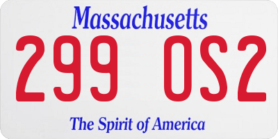MA license plate 299OS2