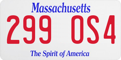 MA license plate 299OS4