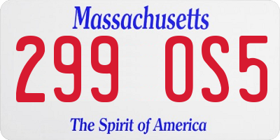 MA license plate 299OS5