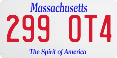 MA license plate 299OT4