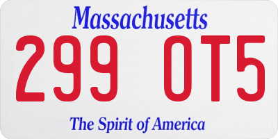 MA license plate 299OT5
